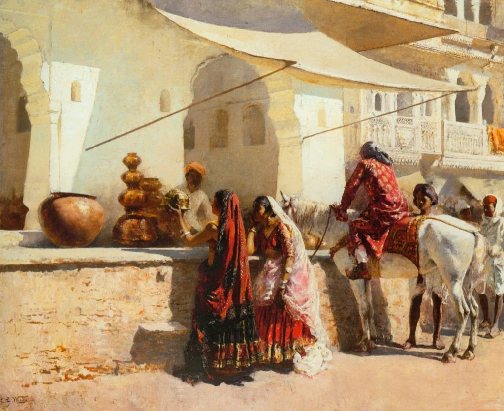 Weeks Edwin Lord A Street Market Scene India 1887 Oil On Canvas
