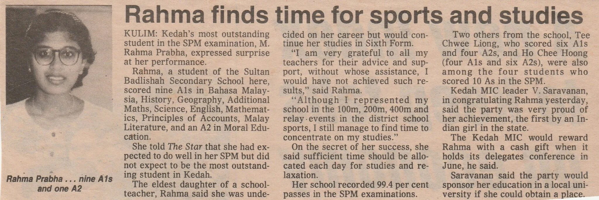 1993 Sijil Pelajaran Malaysia Rama Prabha