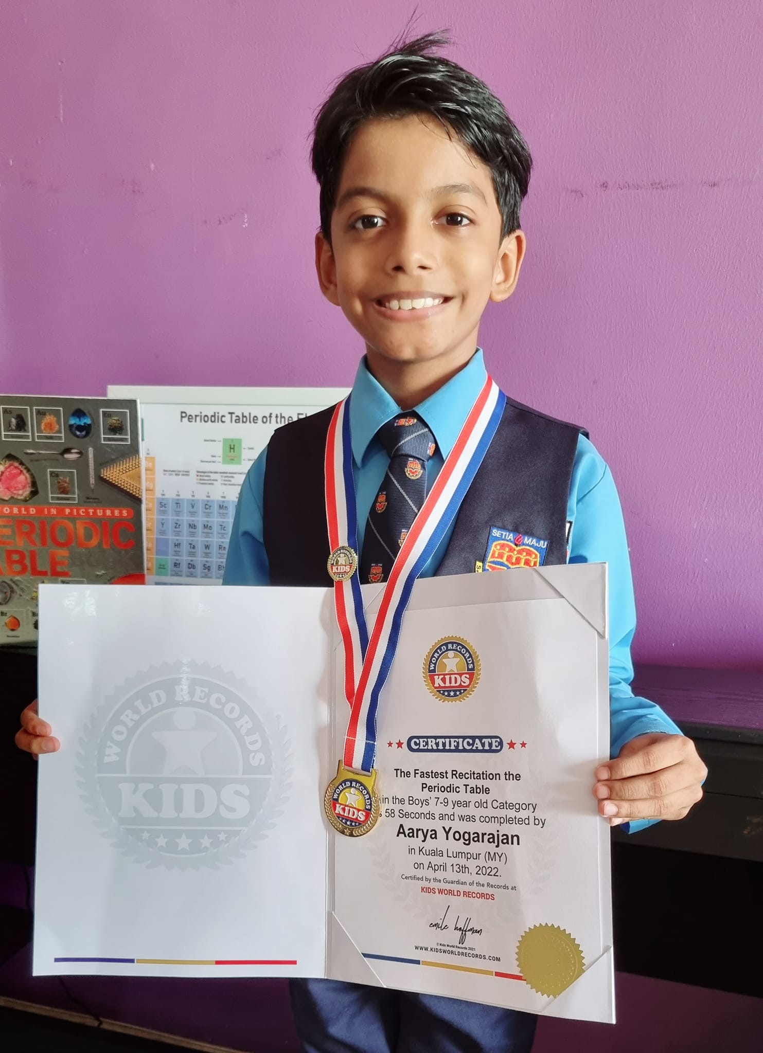 Aarya Yogarajan Sets World Record For Fastest Recitation of Periodic
